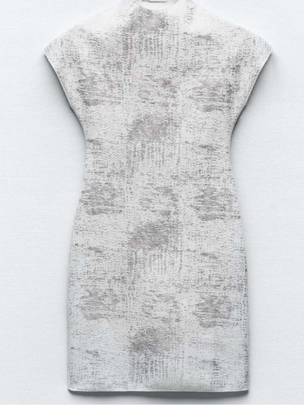 Zara Silver-Gray Textured Sheath Metallic Dress